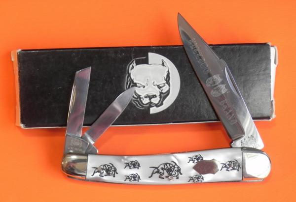 Bulldog Brand Whittler Knife w Imitation Pearl Handles +Bulldogs etched? 4" Closed & Double Dog Head Bulldog Brand Whittler Knife w Imitation Pearl Handles +Bulldogs etched? 4" Closed & Double Dog Head