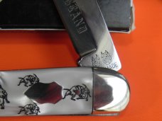 Bulldog Brand Whittler Knife w Imitation Pearl Handles +Bulldogs etched? 4" Closed & Double Dog Head