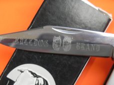 Bulldog Brand Whittler Knife w Imitation Pearl Handles +Bulldogs etched? 4" Closed & Double Dog Head