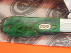 Late 90s Case xx Barlow w/ Green Appaloosa Bone Handles Mdl#A62009 1/2  -Great Snap and NO Wobble