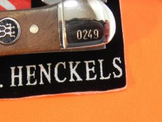 J A Henckels Copperhead Pocket Knife w European Gunstock Walnut Handles +Pouch, COA & Hard Box -NOS
