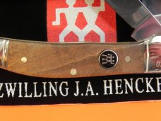 J A Henckels Copperhead Pocket Knife w European Gunstock Walnut Handles +Pouch, COA & Hard Box -NOS