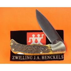 J A Henckels (HK-135-FLIV) Folding Hunter Pocket Knife with Fossil Ivory Bone Handles -NOS +Orig Box
