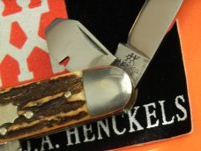Antique J A Henckels 6 Blade Multi Blade/Tool Knife w Great Stag Handles &Long Arm Twin Men - RARE!