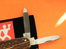 Antique J A Henckels 6 Blade Multi Blade/Tool Knife w Great Stag Handles &Long Arm Twin Men - RARE!