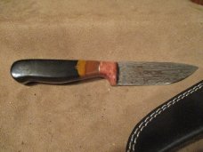 8 1/4" Damascus Knife with Custom Handle of Sardonyx- By Lee Richardson