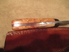 8 5/8" Damascus Knife with Custom Handle of Hawaiian Autograph Wood- By Lee Richardson