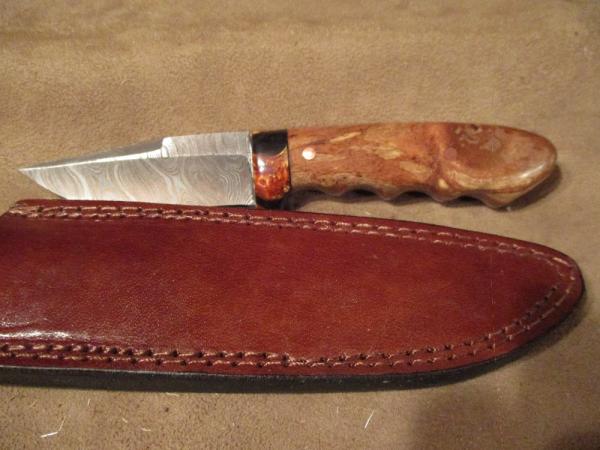 8 5/8" Damascus Knife with Custom Handle of Hawaiian Autograph Wood- By Lee Richardson 8 5/8" Damascus Knife with Custom Handle of Hawaiian Autograph Wood- By Lee Richardson