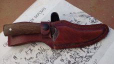 Camillus Sharpfinger Fixed Blade with Whiskey Barrel Oak Stave Handles