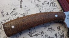 Camillus Sharpfinger Fixed Blade with Whiskey Barrel Oak Stave Handles