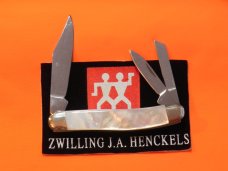 Zwilling J A Henckels Premium 3 Blade Whittler pocket knife with FIERY Mother of Pearl Handles -NM