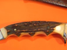 Vintage J A Henckels Safari Skinning / Hunting / Camping knife w/ Orig Sheath & Great STAG Handles!