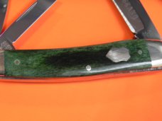 Bulldog Brand Whittler  w Green Bone Handles + Double Bulldog Head Blade Etch 4" Closed & NOS