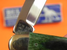 Bulldog Brand Whittler  w Green Bone Handles + Double Bulldog Head Blade Etch 4" Closed & NOS