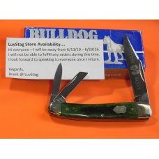 Bulldog Brand Whittler w Green Bone Handles + Double Bulldog Head Blade Etch 4" Closed & NOS
