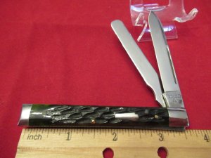 Schatt & Morgan 1996 Series VI Dark Green Bone Doctors Knife pattern # 042296