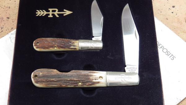 Russell Barlow 1998 Limited Edition Set Genuine Stag Handles Ser. No. 050 Russell Barlow 1998 Limited Edition Set Genuine Stag Handles Ser. No. 050