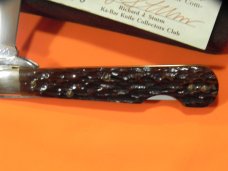 1980s Ka-Bar Cheetah Swing Guard Knife w/ Chestnut Bone Handles - 14k Gold Dog Head +Orig case +COA