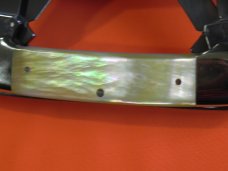 Bulldog Knife Club 4 Blade Canoe w/ Fiery Multi-Color Gold Lip Pearl Handles & Frost Blade Etch -NOS
