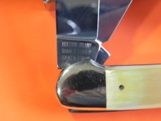 Bulldog Knife Club 4 Blade Canoe w/ Fiery Multi-Color Gold Lip Pearl Handles & Frost Blade Etch -NOS