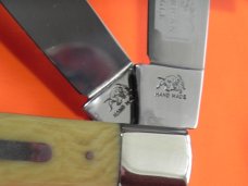 Bulldog 5 &1/2" Display Trapper Knife w Waterfall Handles & King of the Pit Lucky Blade Etch 1 of 60