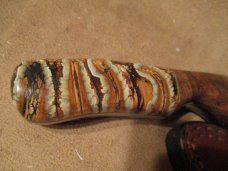 8" DAMASCUS FIXED BLADE KNIFE WITH CUSTOM HANDLE OF MAMMOOTH TOOTH- BY ME