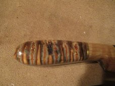 8" DAMASCUS FIXED BLADE KNIFE WITH CUSTOM HANDLE OF MAMMOOTH TOOTH- BY ME