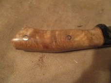11 1/2" Fixed Blade Knife with a custom handle of Asian Satin Burl