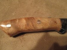 11 1/2" Fixed Blade Knife with a custom handle of Asian Satin Burl