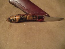 8quotD2 STEEL BLADE WITH CUSTOM HANDLE OF BLACK AND WHITE EBONY MADE BY ME-MADE IN USA