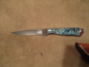 6" D2 STEEL BLADE WITH CUSTOM HANDLE OF CHRYSCOLA BY ME.-MADE IN USA