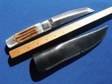 TAYLOR/SETO JAPAN BONE-STAG HANDLE 6.5" TANTO BLADE MILITARY~FIGHTING KNIFE MINT