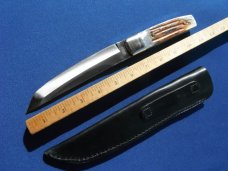 TAYLOR/SETO JAPAN BONE-STAG HANDLE 6.5" TANTO BLADE MILITARY~FIGHTING KNIFE MINT