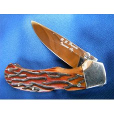 Custom hand made Lock-back folding Knife, jigged bone scales, by Robert E Purvis. Made in the USA!