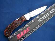 Custom hand made Lock-back folding Knife,  jigged bone scales, by Robert E Purvis.  Made in the USA!