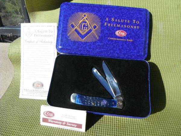 NOS/NIB A Salute To Freemasonry Commemorative Case Trapper knife With Collector's tin NOS/NIB A Salute To Freemasonry Commemorative Case Trapper knife With Collector's tin