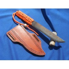 Custom handmade knife, 8" blade with leather sheath
