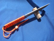 Custom handmade knife, 8" blade with leather sheath 
