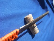 Custom handmade knife, 8" blade with leather sheath 
