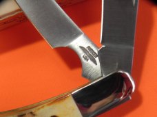 Vintage Parker Alabama USA Large Razor Pocket Knife w/ Torched Stag Handles - NOS in Original Box