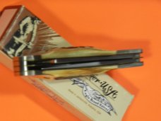Vintage Parker Alabama USA Large Razor Pocket Knife w/ Torched Stag Handles - NOS in Original Box