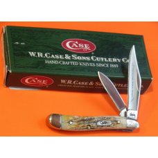 Case xx 1st Run, 2006, 2 Blade Peanut (5220 SS) Knife w/ Genuine India Stag Handles -NOS +Orig box