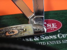 Case xx 1st Run, 2006, 2 Blade Peanut (5220 SS) Knife w/ Genuine India Stag Handles -NOS +Orig box