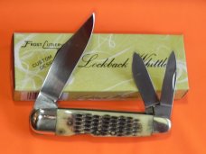 Vintage Frost Lock Back Whittler (Custom Design Series) Knife w/ Jigged Bone Handles -Japan -NOS