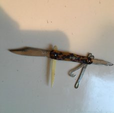 6 tool small knife - tortoise shell scales - made in chekslovakia