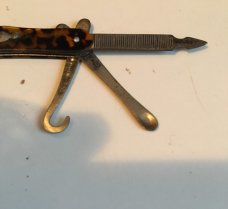 6 tool small knife - tortoise shell scales - made in chekslovakia
