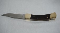 Vintage 1974-80 BUCK 110 USA Lockback Knife w/Wood Scales & Original Leather Sheath