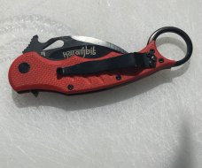 FOX Karambit Folder - strong solid lock-up, Red G-10 scales, pocket clip. Very sharp