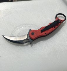 FOX Karambit Folder - strong solid lock-up, Red G-10 scales, pocket clip. Very sharp