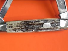 Bulldog Brand Celebrated Anglo Saxon Whittler Knife w Second Cut Stag Handles +Blade Etch -5 & 1/4"